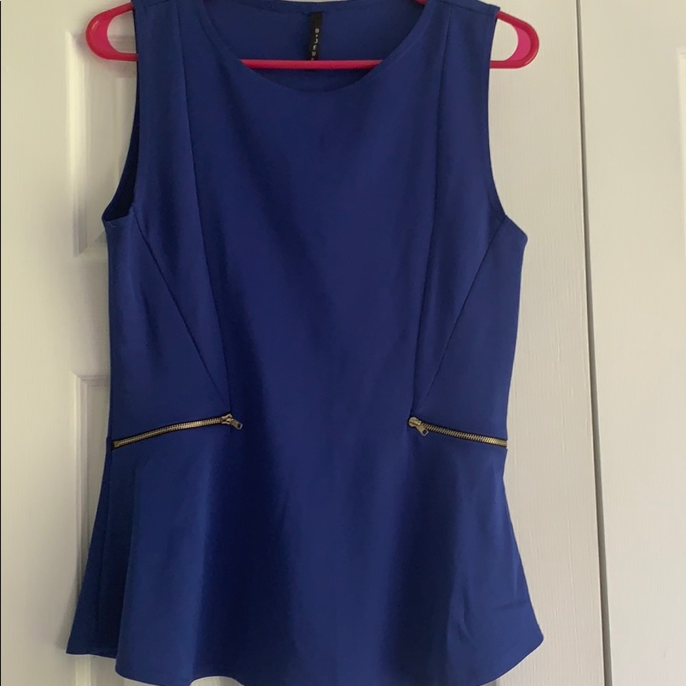 Royal blue peplum dress shirt